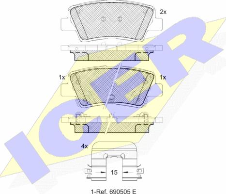 Icer 182036-208 - Brake Pad Set, disc brake autospares.lv