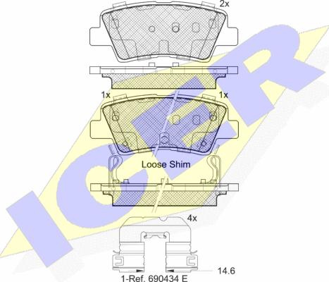 Icer 182036-203 - Brake Pad Set, disc brake autospares.lv