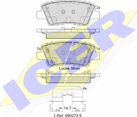 Icer 182036 - Brake Pad Set, disc brake autospares.lv