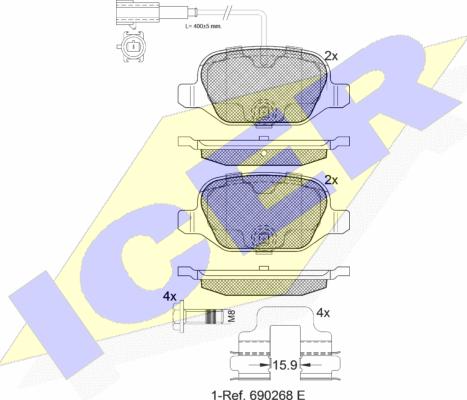 Icer 182038 - Brake Pad Set, disc brake autospares.lv