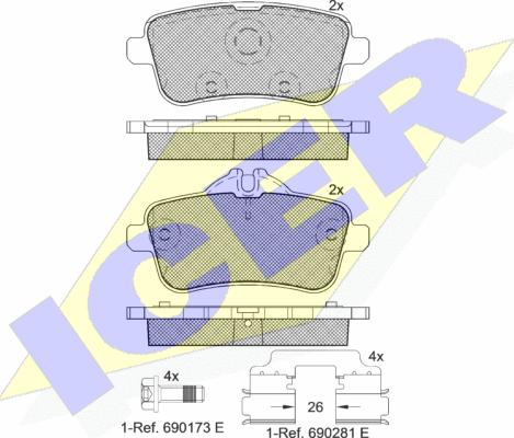 Icer 182072-066 - Brake Pad Set, disc brake autospares.lv