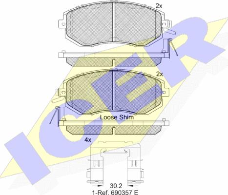 Icer 182199 - Brake Pad Set, disc brake autospares.lv