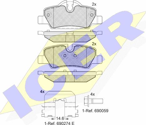 Icer 182190 - Brake Pad Set, disc brake autospares.lv