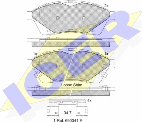 Icer 182144 - Brake Pad Set, disc brake autospares.lv