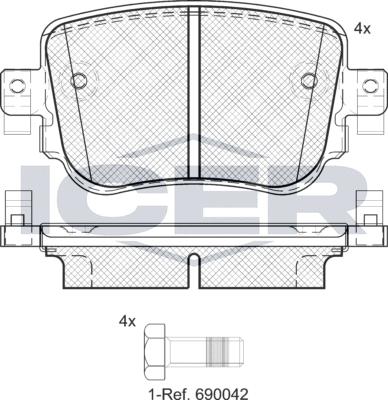 Icer 182152e1 - Brake Pad Set, disc brake autospares.lv