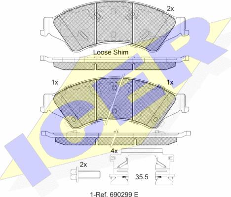 Icer 182109 - Brake Pad Set, disc brake autospares.lv