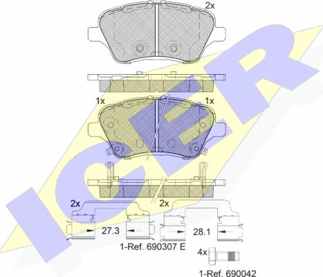 Icer 182108-203 - Brake Pad Set, disc brake autospares.lv