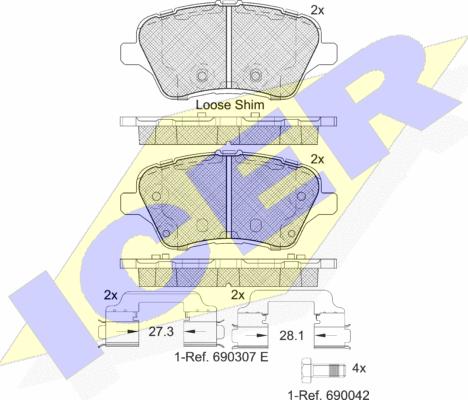 Icer 182108 - Brake Pad Set, disc brake autospares.lv