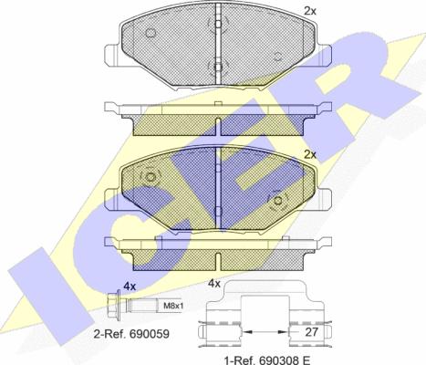 Icer 1821.10* - Brake Pad Set, disc brake autospares.lv