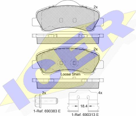 Icer 182131 - Brake Pad Set, disc brake autospares.lv