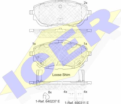 Icer 182129 - Brake Pad Set, disc brake autospares.lv