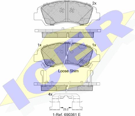 Icer 182178 - Brake Pad Set, disc brake autospares.lv