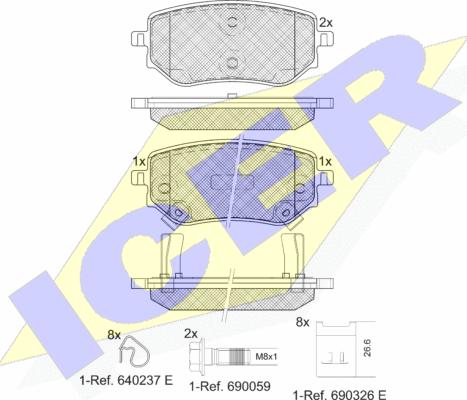 Icer 182343 - Brake Pad Set, disc brake autospares.lv