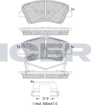 Icer 182314e1 - Brake Pad Set, disc brake autospares.lv