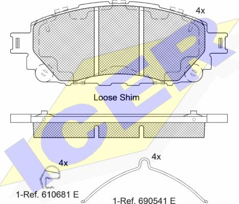 Icer 182296 - Brake Pad Set, disc brake autospares.lv