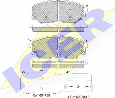 Icer 182244 - Brake Pad Set, disc brake autospares.lv