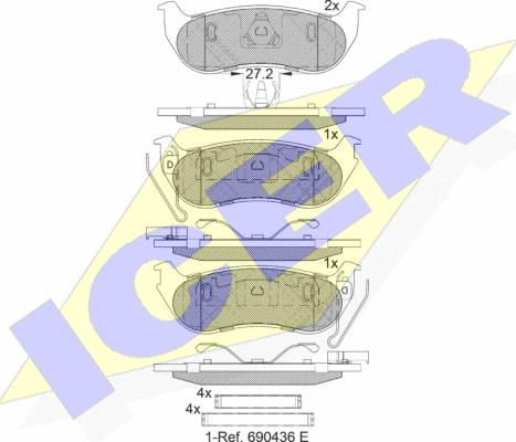 Icer 182255 - Brake Pad Set, disc brake autospares.lv
