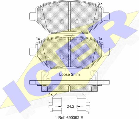 Icer 182261 - Brake Pad Set, disc brake autospares.lv