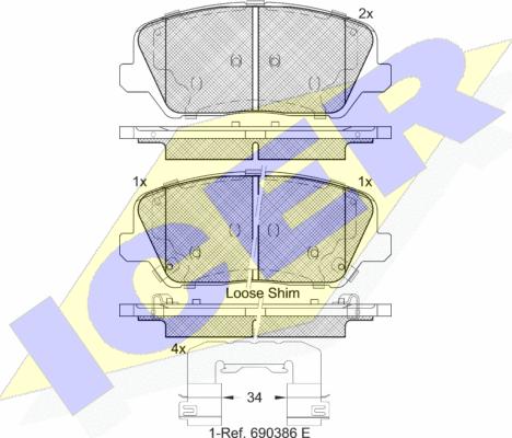 Icer 182239 - Brake Pad Set, disc brake autospares.lv