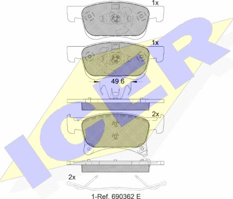 Icer 182221 - Brake Pad Set, disc brake autospares.lv