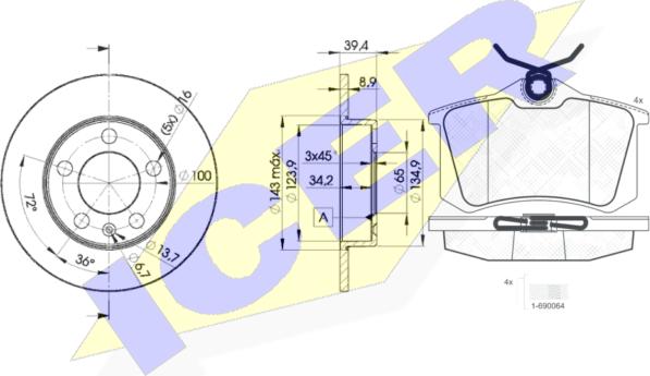 Icer 30697-5601 - Brake Set, disc brakes autospares.lv