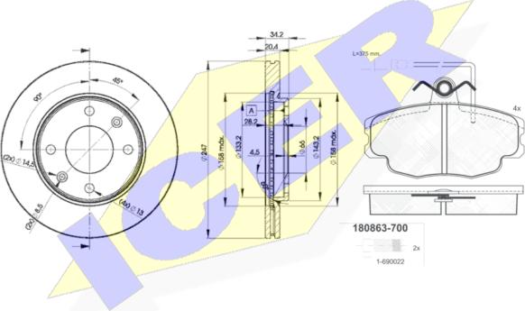 Icer 30863-4694 - Brake Set, disc brakes autospares.lv