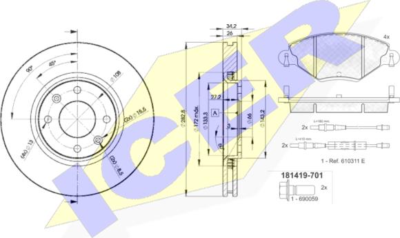 Icer 31419-4752 - Brake Set, disc brakes autospares.lv