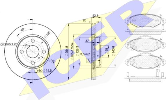 Icer 31587-2040 - Brake Set, disc brakes autospares.lv