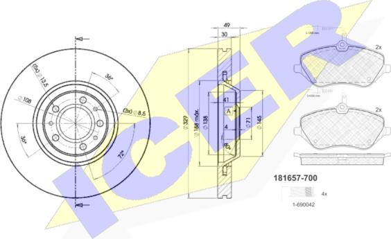 Icer 31657-4608 - Brake Set, disc brakes autospares.lv