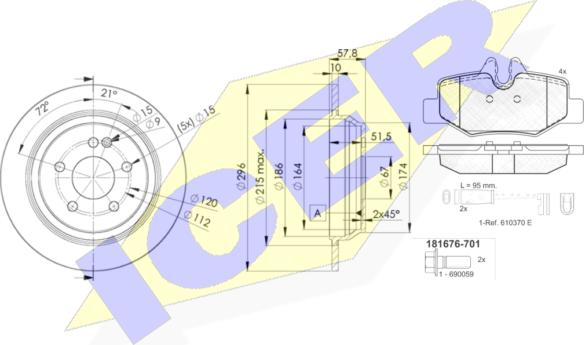 Icer 31676-0416 - Brake Set, disc brakes autospares.lv