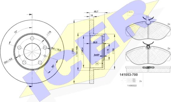 Icer 31053-4680 - Brake Set, disc brakes autospares.lv