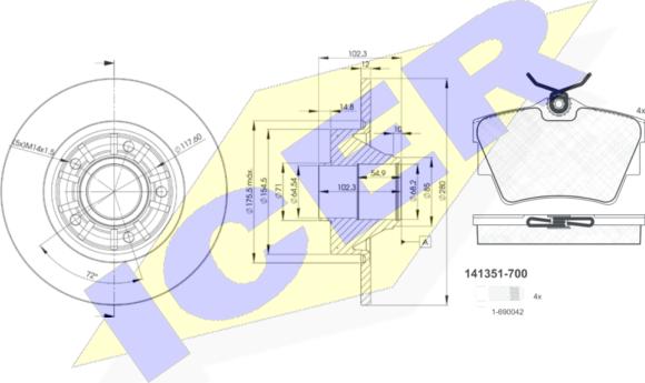 Icer 31351-6846 - Brake Set, disc brakes autospares.lv