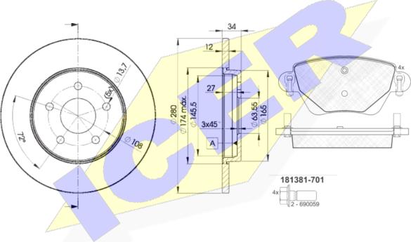 Icer 31381-6768 - Brake Set, disc brakes autospares.lv