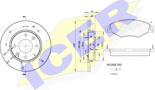 Icer 31255-4689 - Brake Set, disc brakes autospares.lv