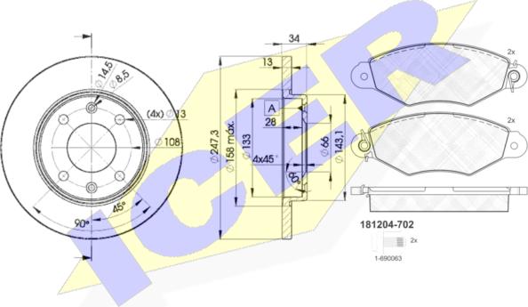 Icer 31204-4298 - Brake Set, disc brakes autospares.lv