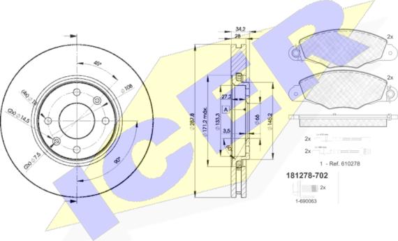 Icer 31278-4753 - Brake Set, disc brakes autospares.lv