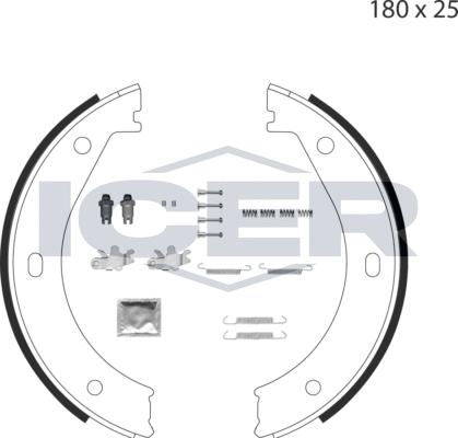 Icer 79PB4002 C - Brake Shoe Set, parking brake autospares.lv