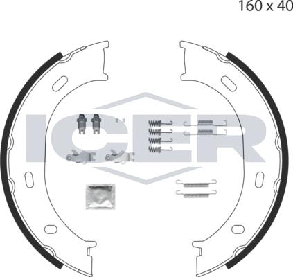 Icer 79PB4007 C - Brake Shoe Set, parking brake autospares.lv