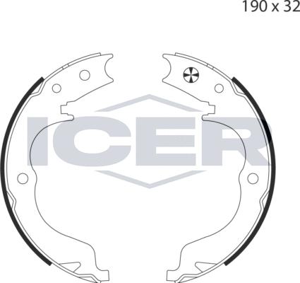 Icer 79PB4036 C - Brake Shoe Set, parking brake autospares.lv