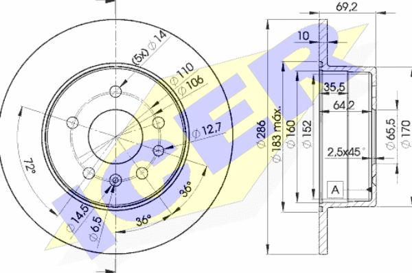 Icer 78BD9210-2 - Brake Disc autospares.lv