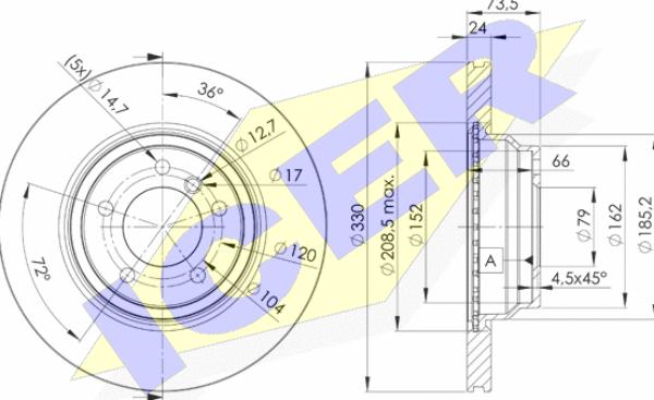 Icer 78BD4645-2 - Brake Disc autospares.lv