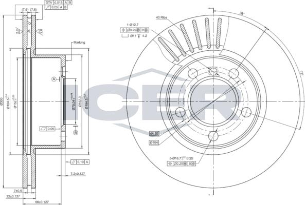 Icer 78BD4666-2 - Brake Disc autospares.lv