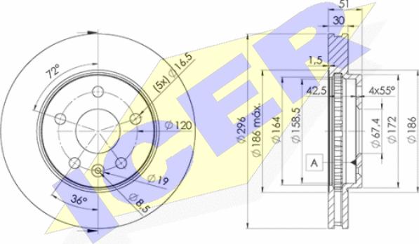 Icer 78BD4116-2 - Brake Disc autospares.lv