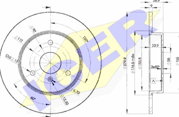 Icer 78BD4341-2 - Brake Disc autospares.lv