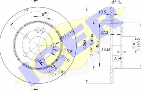 Icer 78BD4297-2 - Brake Disc autospares.lv