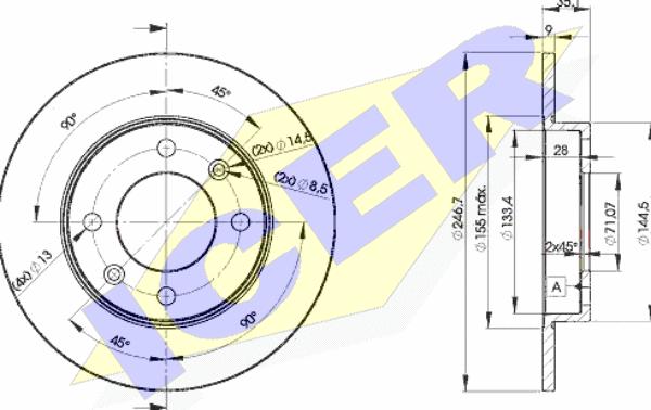 Icer 78BD4746-2 - Brake Disc autospares.lv