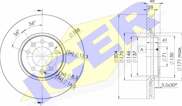 Icer 78BD4755-2 - Brake Disc autospares.lv