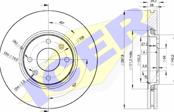 Icer 78BD4753-2 - Brake Disc autospares.lv