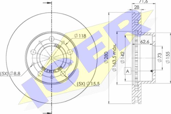 Icer 78BD5622-2 - Brake Disc autospares.lv