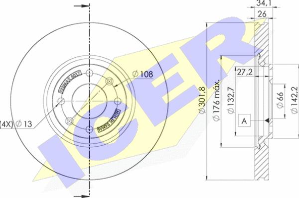 Icer 78BD5017-2 - Brake Disc autospares.lv